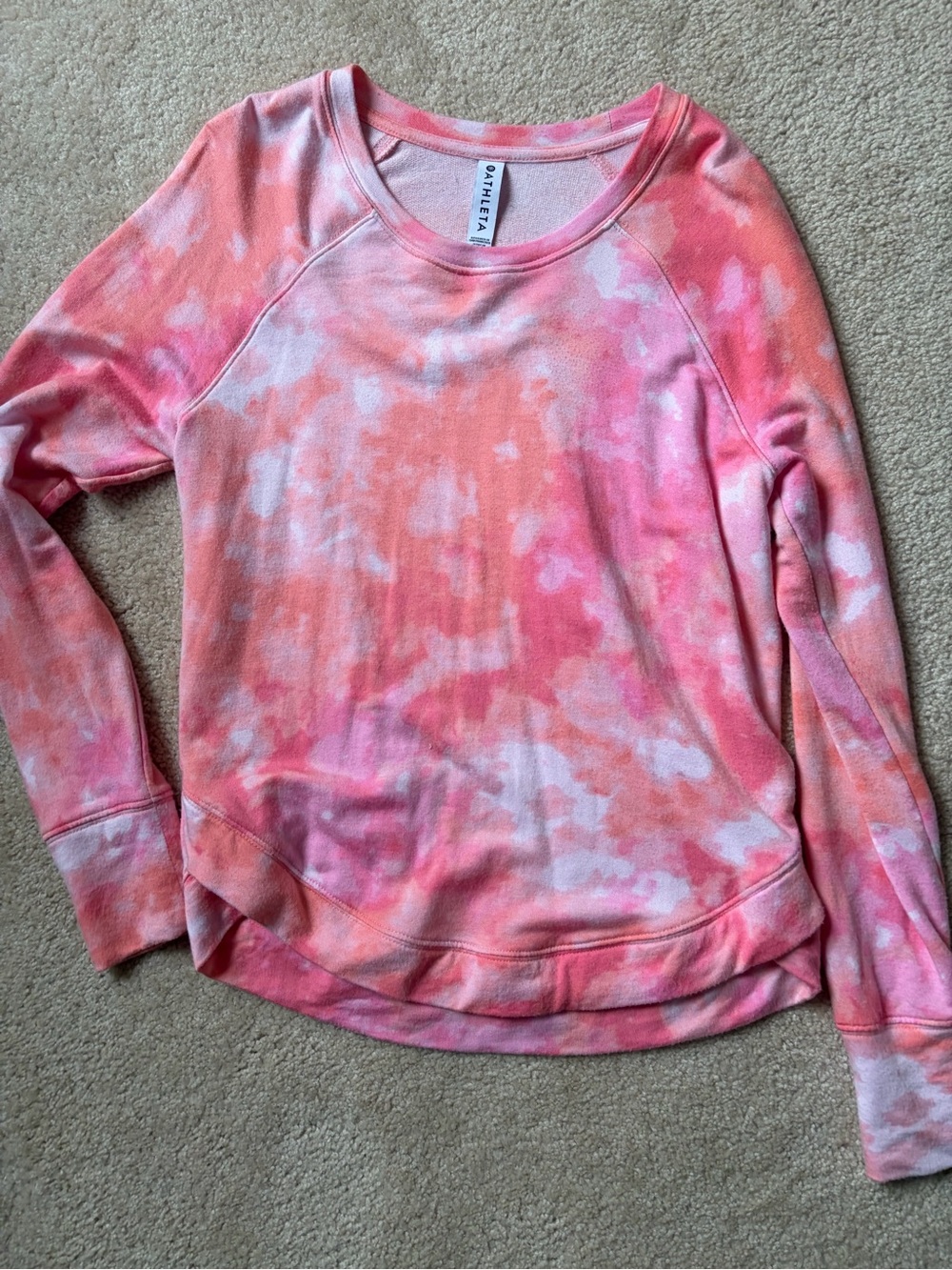 Athleta Coral & Pink Tie-Dye Long Sleeve